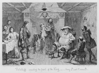 Falstaff che recita la parte del re da George Cruikshank